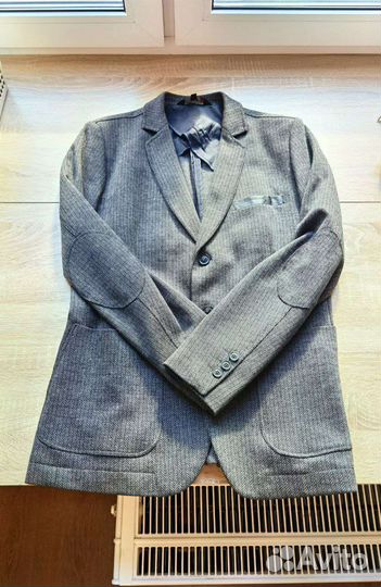 Мужской твидовый однобортный пиджак М L 48