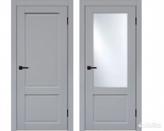 Двери межкомнатные эмалит светло-серые К К2