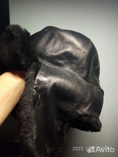 Шапка-ушанка детская, новая,кожа и мех натур