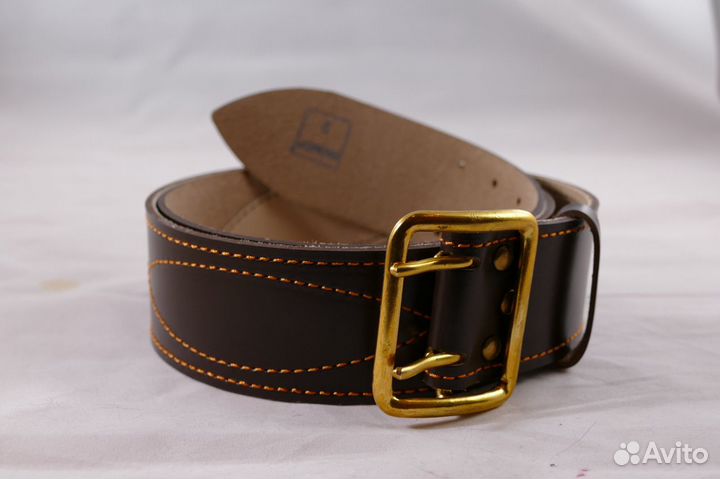 Неубиваемый офицерский кожаный прошитый ремень
