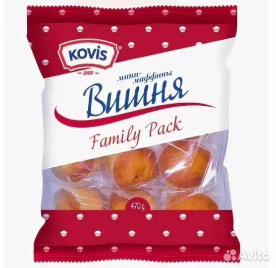 Опт - Мини-маффины Kovis Вишня 470г
