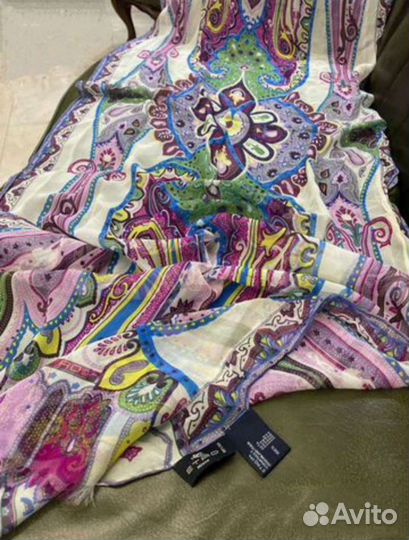 Палантин etro и dior шелковые италия