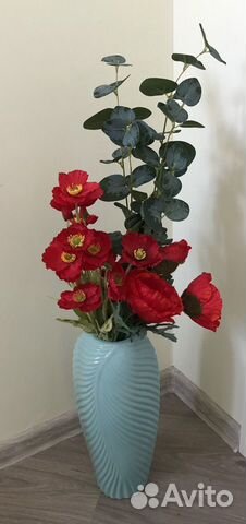 Ваза керамическая Перо светло-зелёное