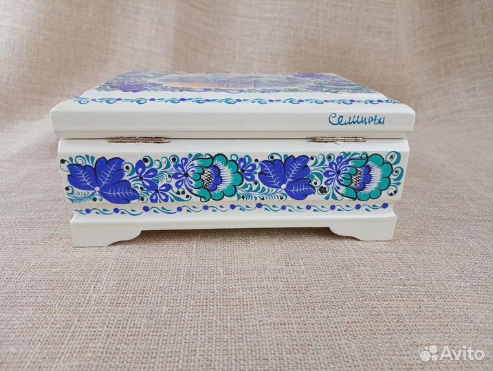 Новогодняя шкатулка деревянная 15х10 см