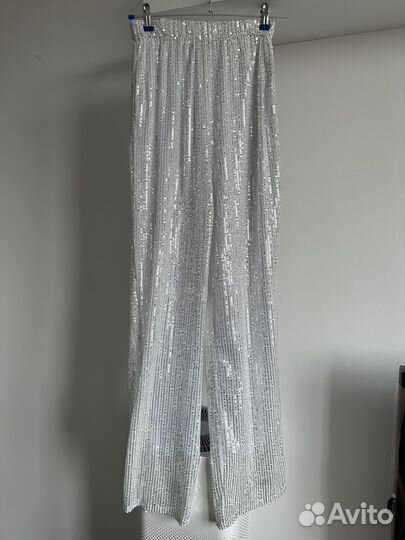 Брюки с пайетками серебро
