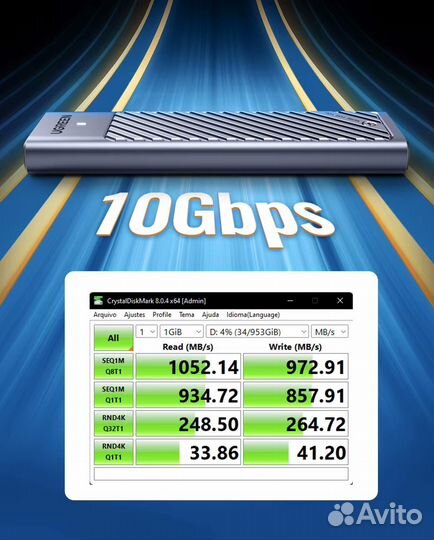 Внешний box бокс Ugreen корпус SSD m.2 nvme SATA