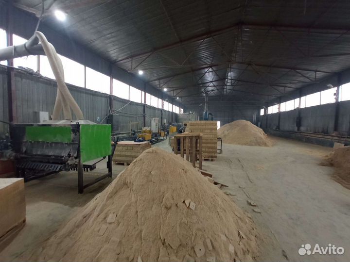 Линия прессованного бруса, шашки, бобышки. Пресс