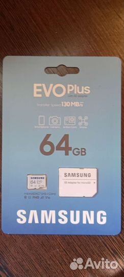 Карта памяти Samsung EVO Plus microsdxc 64