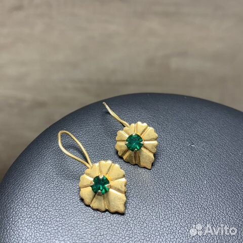 Серьги С Зеленым Камнем Сделано В СССР Ретро