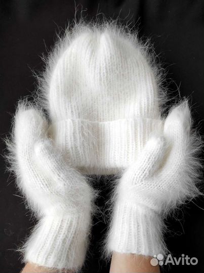 Шапка и варежки из пуха норки