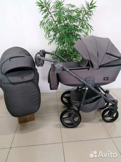 Коляска 2в1 Adamex Barcelona (серый лен)