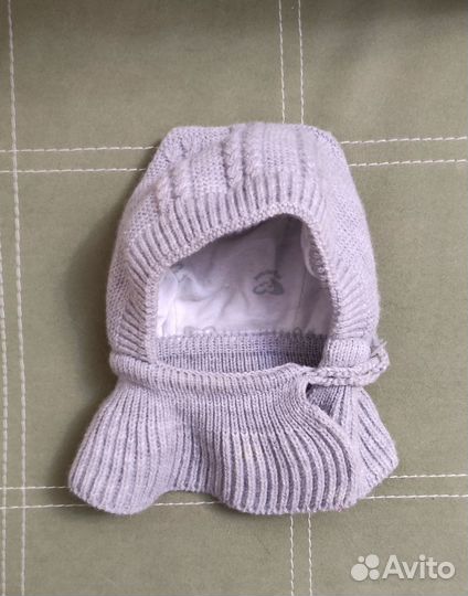 Осень/весна Шапка серая + шарф