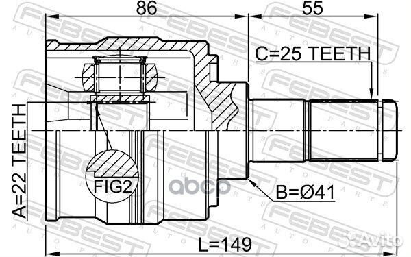 Шрус внутренний левый 22x41x25 hyundai accent 1