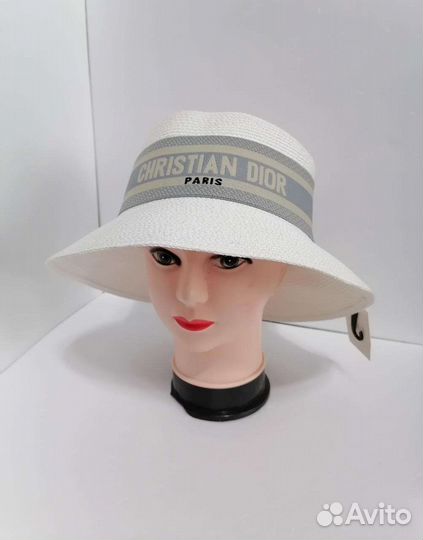 Белая плетёная шляпка женская Dior новая