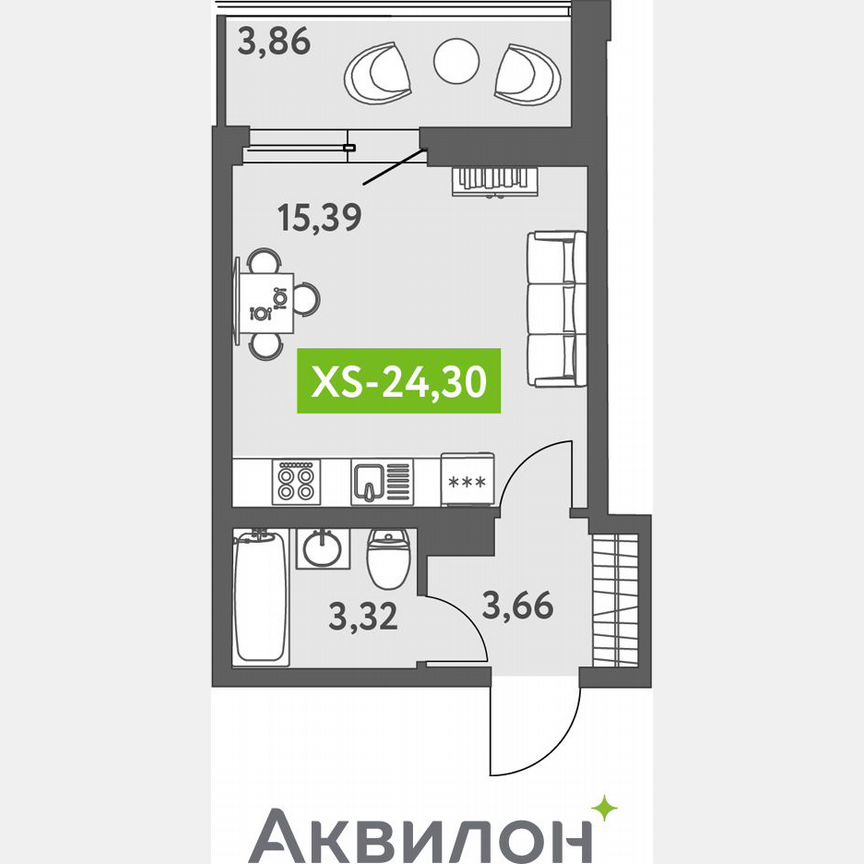 Квартира-студия, 25,1 м², 10/13 эт.