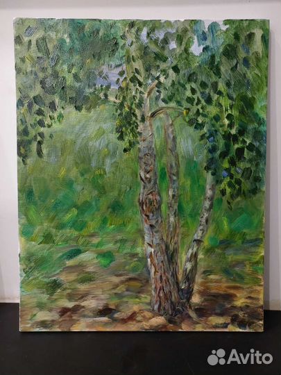 Картина маслом на холсте береза