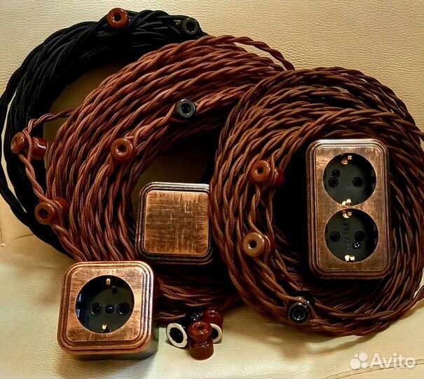 Ретро розетки, выключатели бронза, медь, серебро