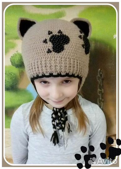 Шапка детская зимняя из мериноса ручная работа