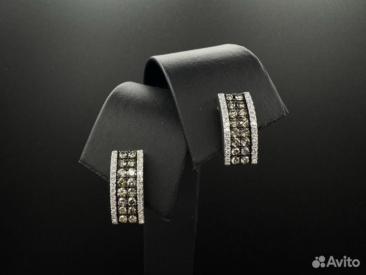 Золотые серьги 585 Бриллианты 1 карат