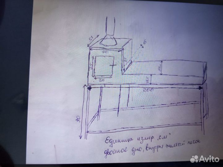 Мангал из нержавейки с двойным дном внутри песок