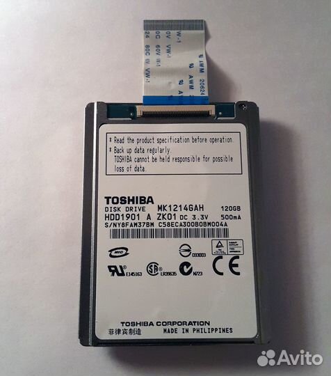 Жесткий диск Toshiba 120 GB mk1214gah