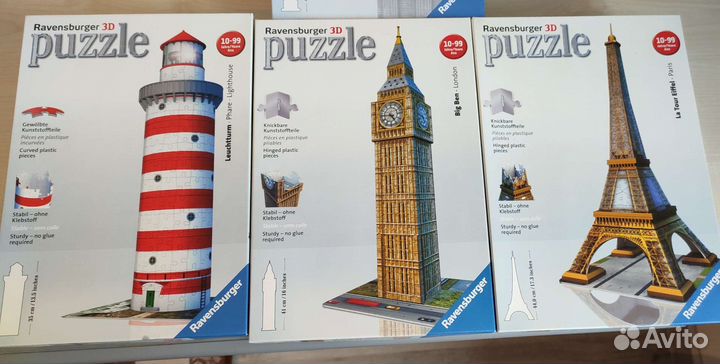 Пазл 3D Ravensburgen Эйфелева башня,Биг Бен,Маяк