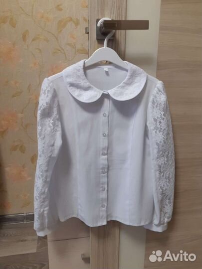 Белая блузка для девочки 140