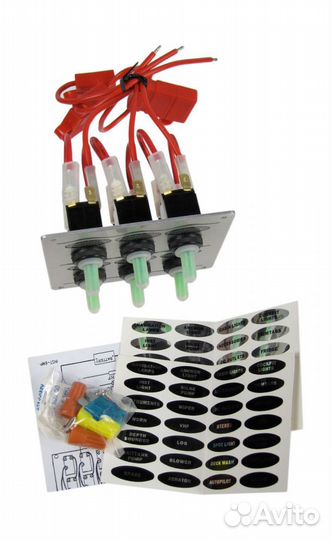 Панель бортового питания 6 переключателей, серебри