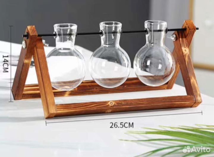 Ваза для цветов тройная стекло Новая