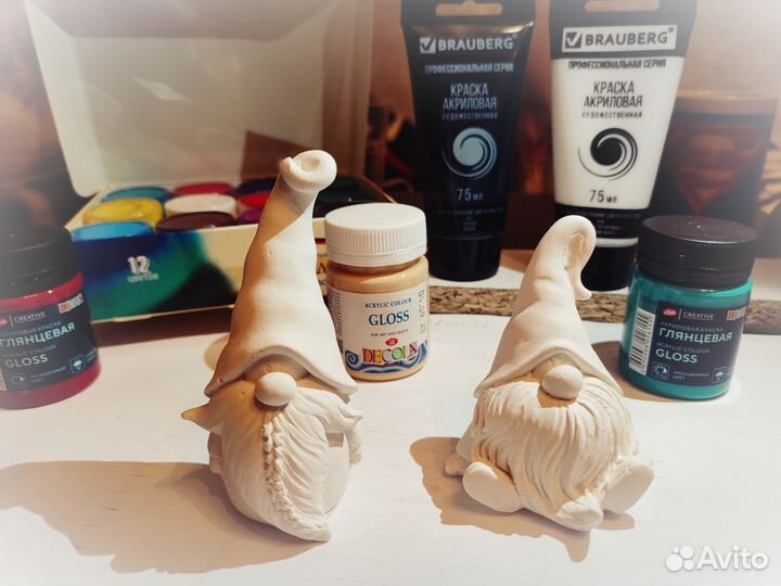 Гномы ручной работы из гипса