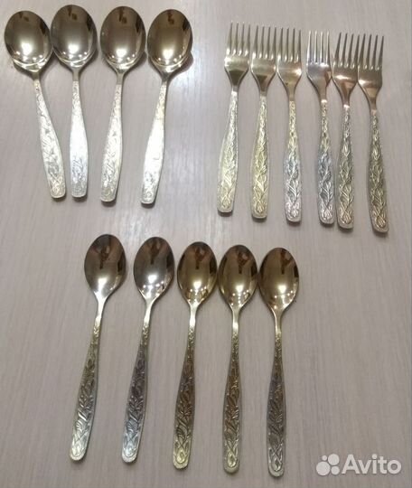 Столовые приборы Уралочка в позолоте