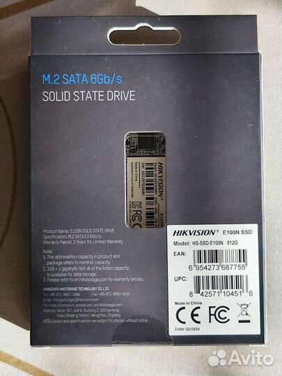 Новый SSD накопитель Hikvision 512гб, M.2 2280