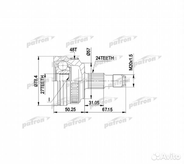 ШРУС наружн к кт 24x57x27 ABS 48T mercedes benz A