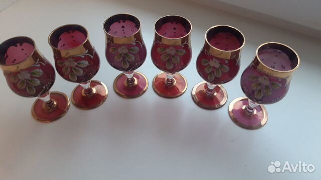 Рюмки богемское стекло, 6 штук, отличное состояние