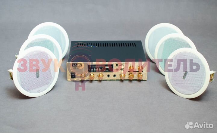 Трансляционный усилитель и 6 потолочных колонок