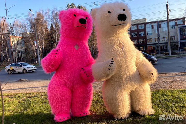 Ростовая кукла розовый медведь. Аниматоры