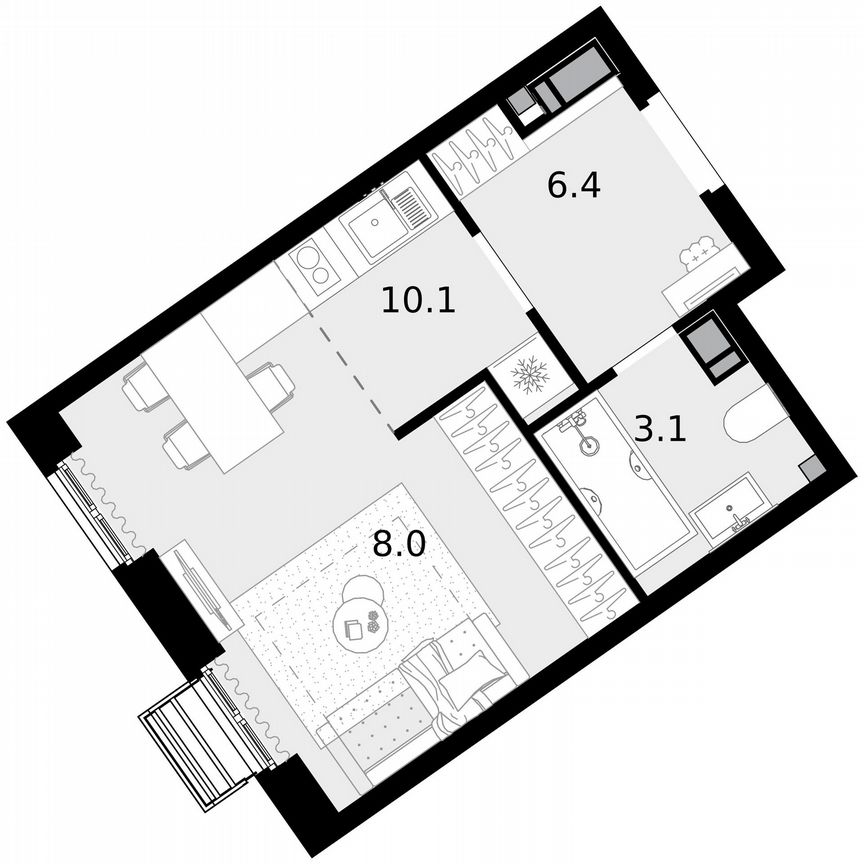 Квартира-студия, 27,6 м², 20/22 эт.