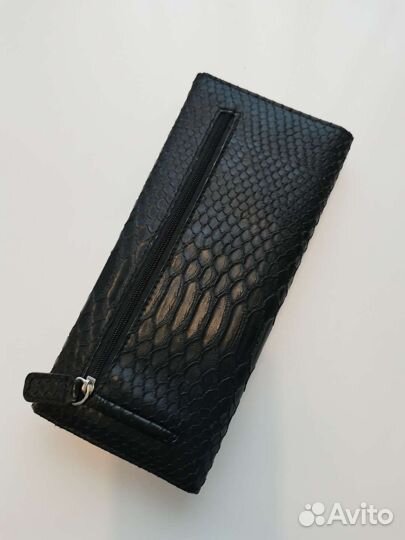 Женский клатч чёрный натуральная кожа