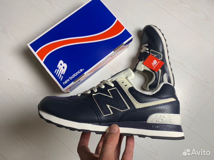 Кроссовки new balance 574 кожаные