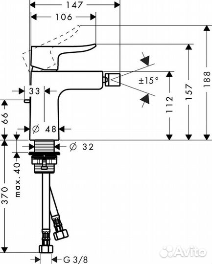 Смеситель для биде Hansgrohe Metris 31280000