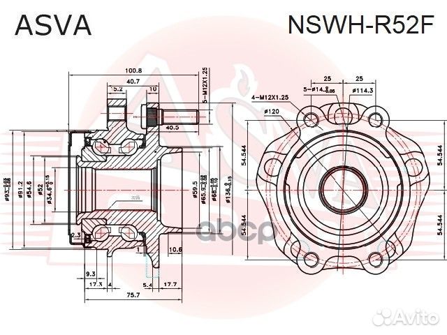 Ступица колеса перед прав/лев nswhr52F asva