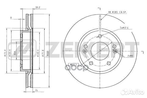 Диск торм. перед. Hyundai Sonata V 05- Tucson