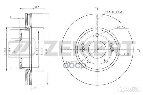 Диск торм. перед. Hyundai Sonata V 05- Tucson