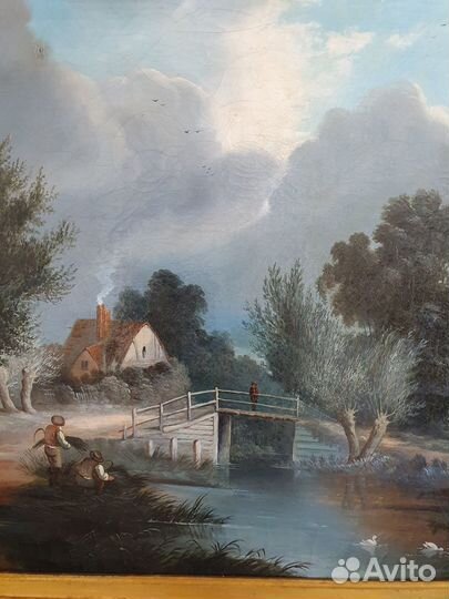 Картина Англия 19 век Масло холст Пейзаж