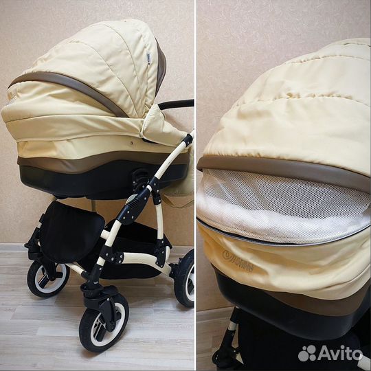 Коляска 2 в 1 Индиго, экокожа+ткань