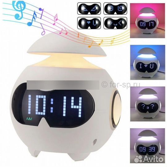 Часы-будильник с ночником и Bluetooth колонкой Emo