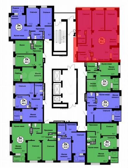 4-к. квартира, 89,4 м², 19/21 эт.