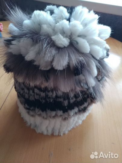 Шапка вязанный мех натуральная