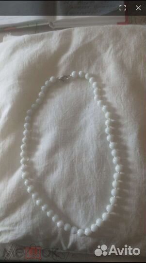 Бусы белый коралл крупные камни 52 см