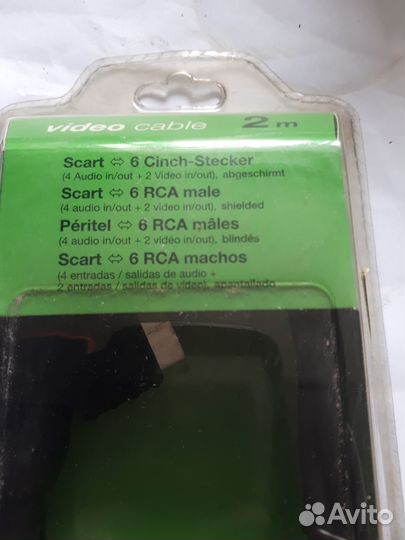 Кабель видео скарт-6RCA штырек, скарт-2тюльпана